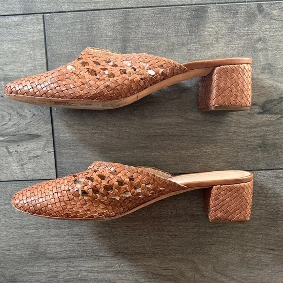 Loeffler Randall Lulu Timber Brown Woven Mules - Picture 5 of 8
